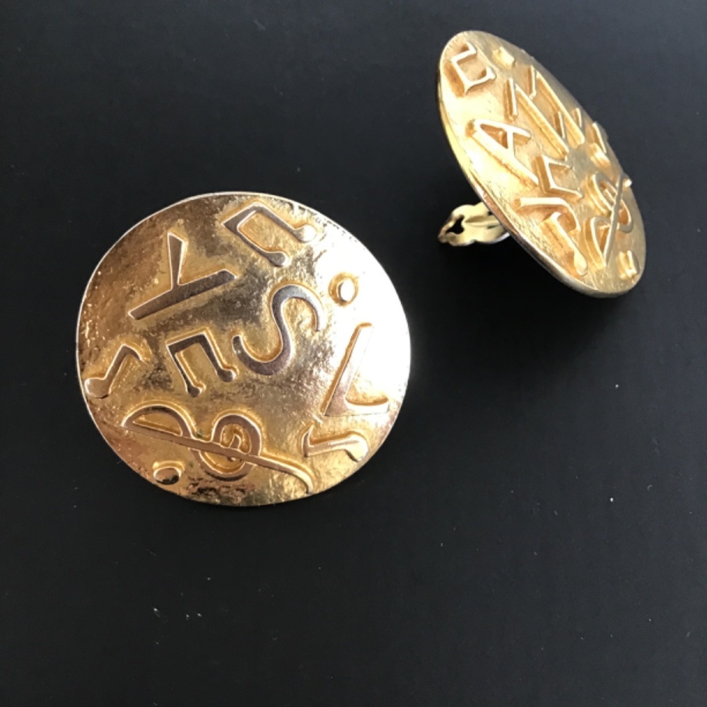 Yves Saint Laurent YSL/JAZZ  90’s vintage gold tone clip on earrings - Picture 6 of 8